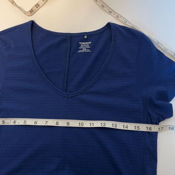 Toad & Co Marley Short Sleeve Striped Blue Dress Size Medium - Picture 8 of 8